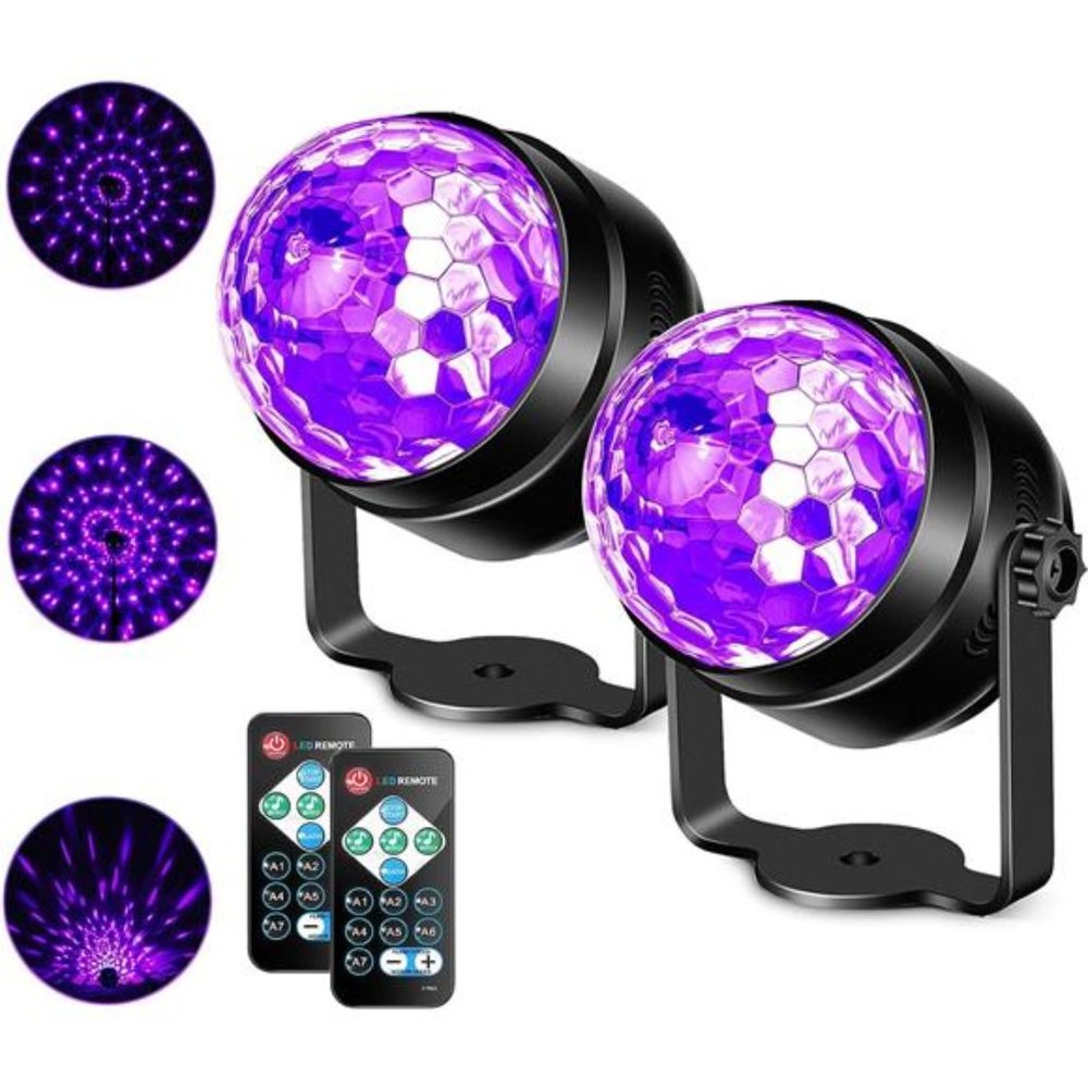 [2 Pack]UV Black Lights 6W LED Disco Ball Party Lights Strobe Light Disco Lights